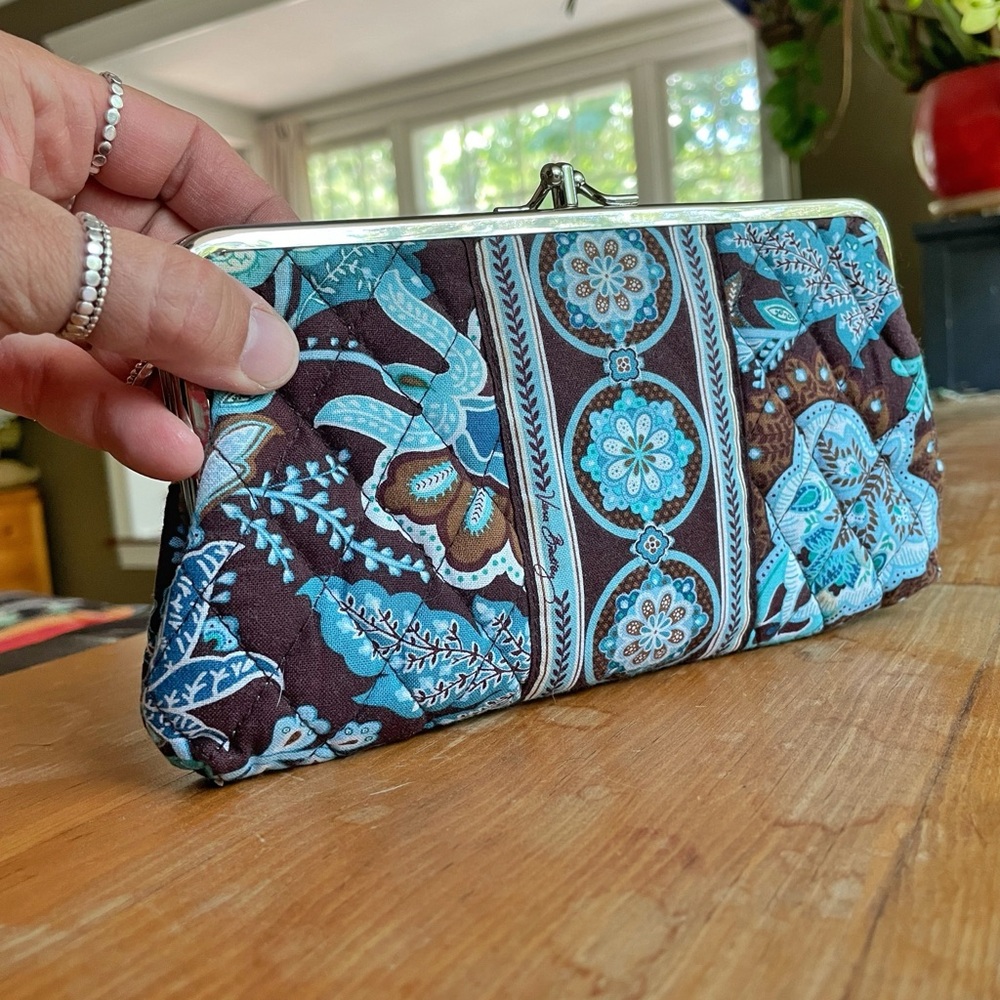 Vera Bradley Floral Clutch - Blue and Brown